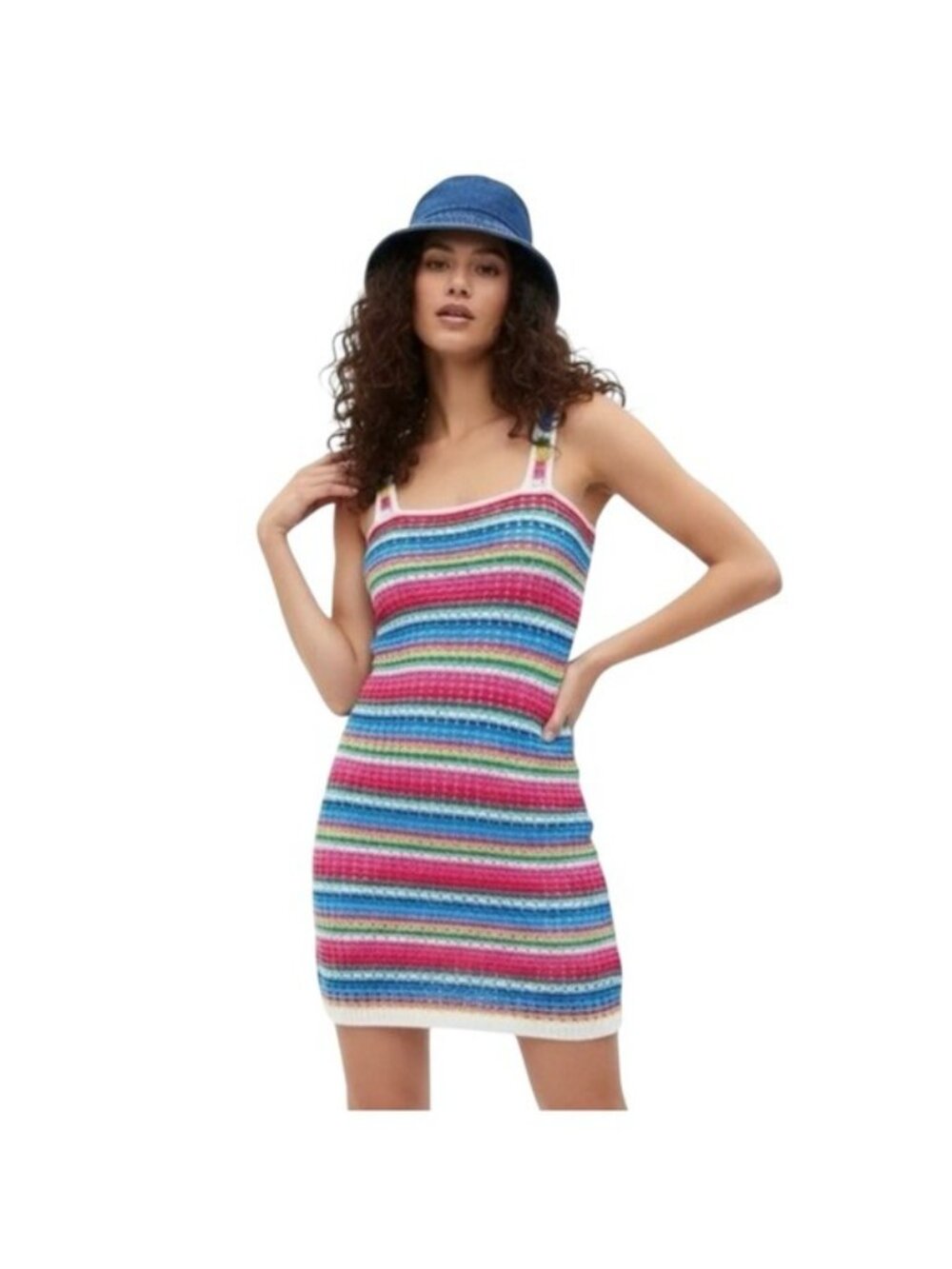 Gap Multicolor Crochet Knit Mini Dress Sleeveless Medium